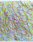 Abstract drawing with colorful lines on a blue background