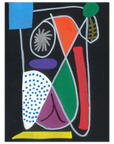 Abstract artwork with colorful shapes on a black background