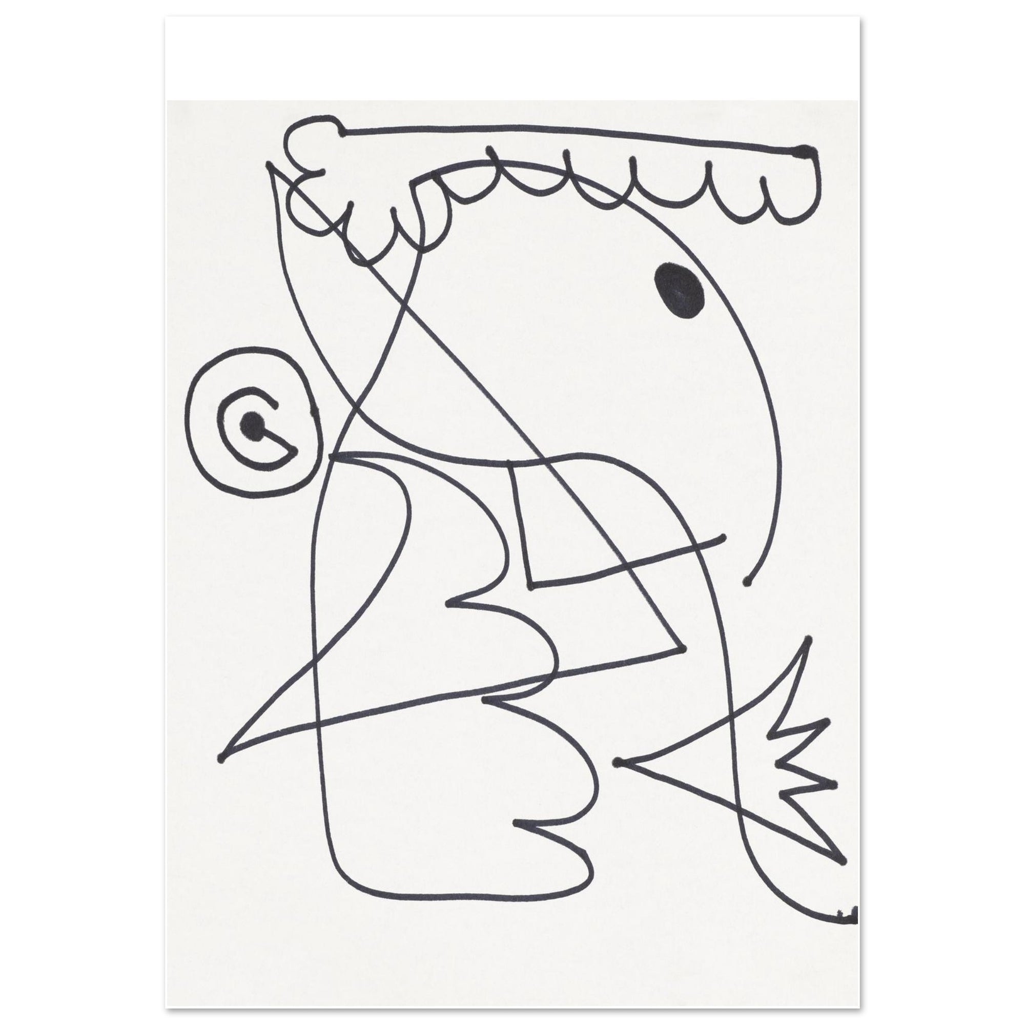 Gestural abstract artwork with black lines against a white background