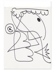 Gestural abstract artwork with black lines against a white background